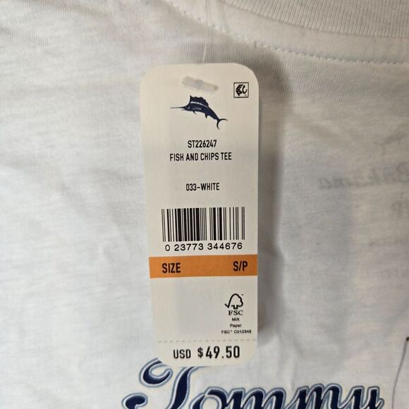 Tommy Bahama White Fish & Chips Graphic Tee Comfy Men's T-shirt Size S NWT - Picture 6 of 6